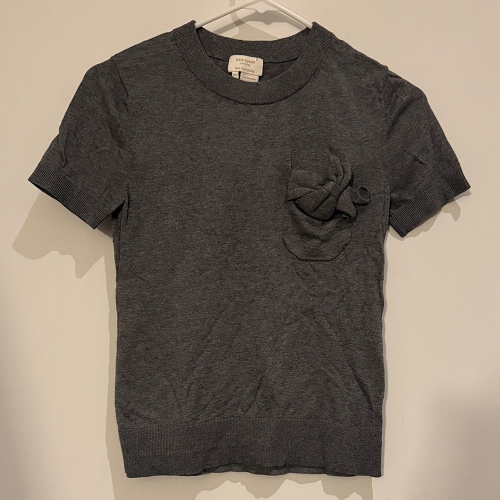 Kate Spade Charcoal Knit Top silk blend size xs